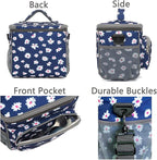 FlowFly Insulated Reusable Lunch Bag Adult Large Lunch Box for Women and Men with Adjustable Shoulder Strap,Front Zipper Pocket and Dual Large Mesh Side Pockets,Daisy