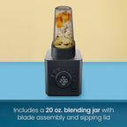 Chefman Obliterator 48 oz Countertop Blender for Smoothies, 1380W Motor to Crush Ice, Nuts, and Frozen Fruit with Stainless Steel Blade, Auto Blend Function, Includes 20 oz Travel Jar