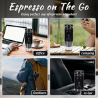 Portable Espresso Machine, Electric Travel Coffee maker with Self-Heating & USB-C, 20Bar High Pressure, Compatible with Coffee Capsules & Grounds（NS&DG） for Camping, RV, Office, Car