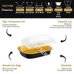 Oval Aluminum Foil Pans with Snap-On Lids (5 Pack) | 2X Thicker Heavy Duty Reusable Container 50oz for Take-Out (Black)