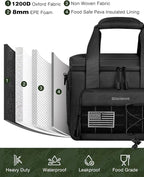 Tactical Lunch Box for Men - 15L Large Heavy Duty Insulated Lunch Bag for Adults Waterproof Construction Cooler Lunchbox for Work with Detachable MOLLE Bags (Black, 15L)