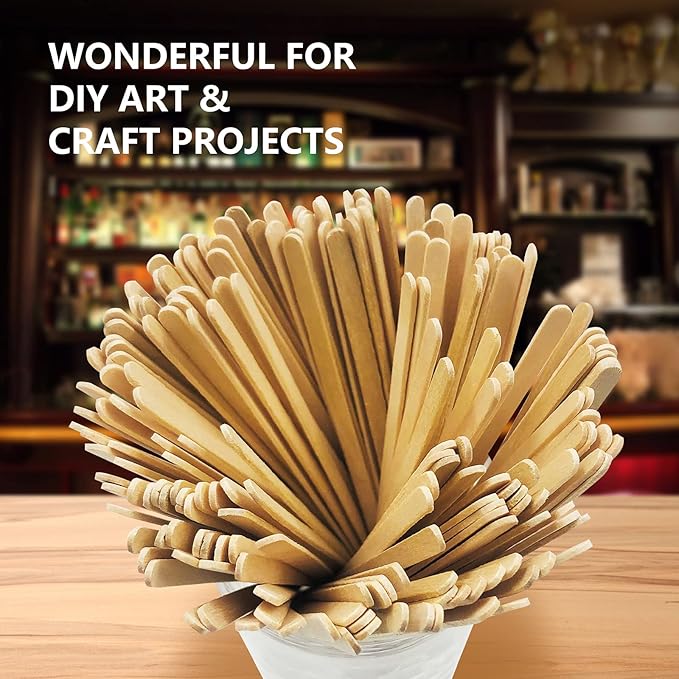 500Pcs Wooden Coffee Stir Sticks,Disposable Coffee Stirrers,5.5 Inches Biodegradable Compostable Eco-Friendly Wooden Stir Sticks,Round-End Birchwood Drink Beverage Stirrers