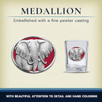 Heritage Pewter Elephant Square Shot Glass | Hand-Sculpted 1.5 Ounce Shot Glass | Intricately Crafted Metal Pewter Inlay