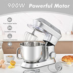 Kitchen in the box Stand Mixer, 900W 7.5QT Kitchen Electric Mixer, 6-Speed Tilt-Head Food Mixer for Baking with Dough Hook,Wire Whip,Beater (Silver)