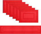 PIGCHCY Placemats with Matching Table Runner,Heat Resistant Vinyl Woven Washable Table mats Sets (6 Placemats+1 Table Runner,Passionate Red)