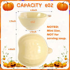 Kolewo4ever 12 Pieces Fall Ceramic Pumpkin Bowl 6 Ounces Ramekins Small Pumpkin Shaped Bowls Orange Dinnerware Decoration for Fall Halloween Serving Dip, Sauce, Condiments,Snack (Yellow)