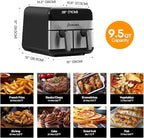 Panana Air Fryer 9.5 Quart Air Fryer with Dual Basket for Quick and Easy Meals, 8 Pre-set Function Air Fryer for Family and Childern, Christmas Gift New Year Gift