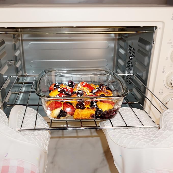 6×6in Square Glass Baking Dish with lid, 1QT Small Square Glass Baking Dishes for Oven, Microwave and Oven Safe