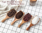 Acacia Coffee Scoop, 4pcs Large Wood Scoops for Coffee Beans, Big Wooden Scoops Shovel for Big Jars Canisters Ground Coffee, Sugar, Salt
