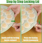 HANSGO Deviled Egg Containers with Lid, 3PCS Deviled Egg Platter Carrier Holder Trays with 66 Slots for Party and Home Kitchen, Green