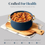 Gotham Steel Modern 11 Pc Ceramic Cookware Set, Elegantly Designed Pots and Pans Set Non Stick with Steamer, Induction Bottom, Premium Stay Cool Handles, Non Toxic PFOA Free, Oven & Dishwasher Safe