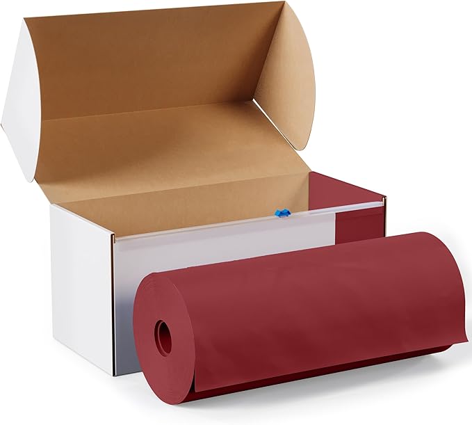 Exquisite Party Solids 54 Inch X 300 Feet Burgundy Plastic Table Cover Roll in A Cut - to - Size Box with Convenient Slide Cutter. Cuts Up to 36 Rectangle 8 Feet Plastic Disposable Tablecloths