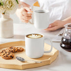 vancasso Porcelain Coffee Mugs Set, 12 oz Ceramic Coffee Cups for Latte Hot Tea Cappuccino Cocoa Milk Cups Set of 6, Dishwasher & Microwave Safe, White