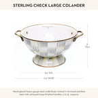 MACKENZIE-CHILDS Enamel Colander, Decorative Kitchen Strainer, Large, Gray-and-White Sterling Check