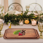 Large Acacia Wood Serving Platters - Wooden Charcuterie Boards, Decorative Platter for Fruit, Food, Cheese - Rectangle Plate Kitchen Counter Tray