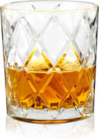 TRUE Diamond Crystal Scotch Bourbon Whiskey Glasses, Old Fashioned Glasses Drinking Set, Whiskey Tumblers, Premium Bar Glassware Set of 4, 11 oz
