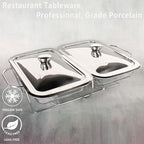 Casserole Dish Rectangle 2-in-1 Glass Baking Dish, with Stainless steel Lid and Silver rack, 1.3 Qt x 2 pcs Baking Pan For Casserole & Lasagna, Dishwasher Oven Freezer Microwave Safe