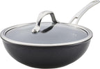 Anolon X Hybrid Nonstick Induction Stir Fry Wok Pan Cookware with Lid, Dishwasher Safe, Compatible with All Stovetops, 10 Inch - Charcoal Gray