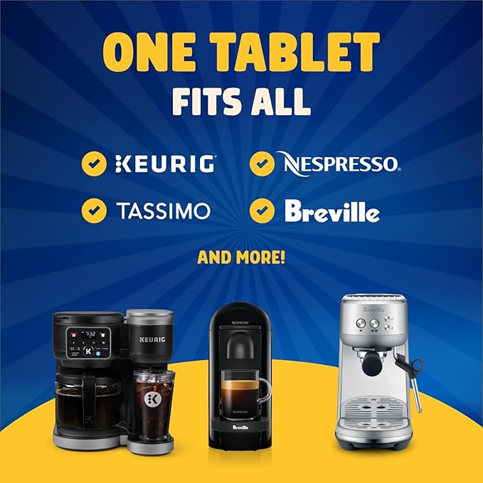 Coffee Maker Descaler - Easy to Use Coffee Machine Tablets Compatible with All Major Brands - Fast Acting Descaling Tablets Preserves Brew Flavor & Machine Longevity (12 Count)