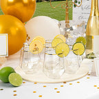 Goodluck 40 PCS Diamond Stemless Plastic Wine Whiskey Glasses, 12 Oz Disposable Cocktail Glasses, Suitable for Weddings, Birthday Parties, Family Gatherings, Bars, etc （Gold rimmed cups）