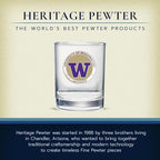 Heritage Pewter Washington Huskies Double Old Fashion | Double Rocks Glass 14 OZ for Liquor | Expertly Crafted Pewter Glass