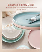 Famiware Milkyway Plates and Bowls Sets, 12 Pieces Dinnerware Sets, Reactive Glaze Dish Set, Stoneware Dishes Set for 4, Matte Multi-color