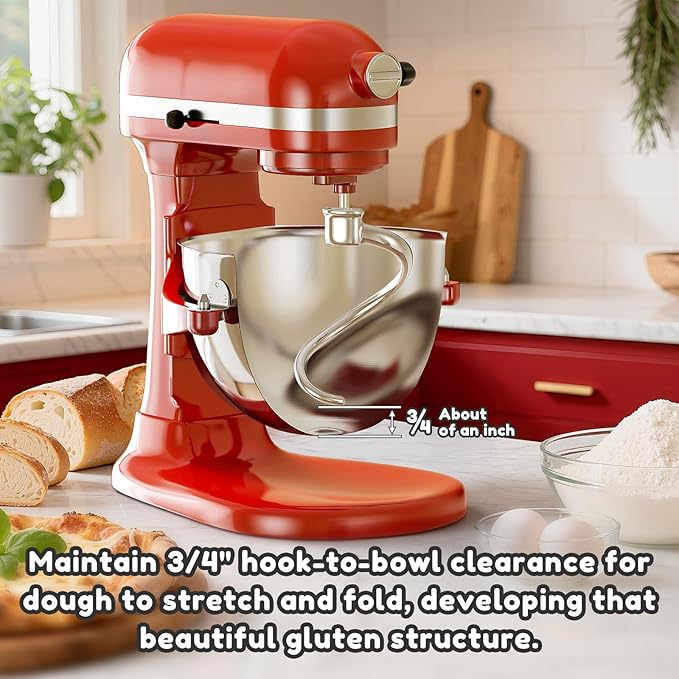 GVODE Stainless Steel Spiral Dough Hook for Kitchenaid Stand Mixer, Bread Hook Fits Kitchenaid 5Plus & 6QT Bowl-Lift Stand Mixers, Dishwasher Safe, Not Fit for KitchenAid TILT-HEAD Mixer