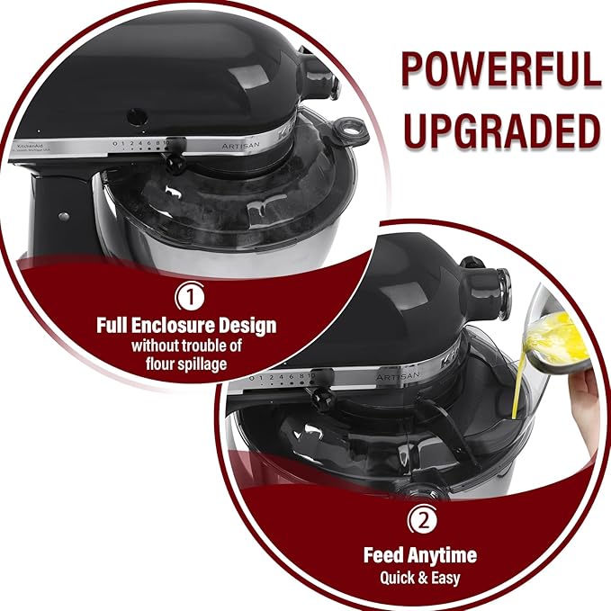 Pouring Shield for KitchenAid Tilt Head 4.5-5QT Stainless Steel (Only),Safety Pouring Shield,Splatter Guard for kitchenaid mixer bowl,Kitchen Aid Stand Mixers (Transparent Black, for 4.5-5 QT)