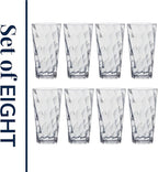 US Acrylic Optix Plastic Reusable Drinking Glasses (Set of 8) 20oz Water Cups in Clear | BPA-Free Tumblers, Made in USA | Top-Rack Dishwasher Safe