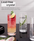 LUNA & MANTHA Highball Glasses Set of 6, 13 OZ Drinking Glasses, Lead-Free Crystal Water Glass, Tall Glass Cups for Cocktail, Tom Collins, Mojito, Mixed Drink, Kitchen and Bar Glassware