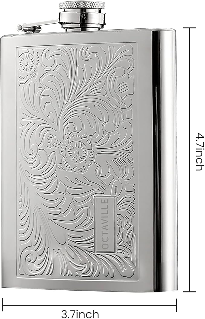 flasks for liquor for men Stainless quality hip flask 8oz Pocket Engraved Wine Drink Pot Alcohol flagon metal 220ml whiskey flask (Pattern)