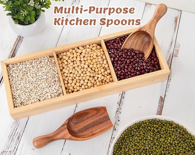 Big Coffee Scoop Shovel, 2pcs Large Ground Coffee Scoop, Wooden Bean Salt Spoons, Wood Serving Spoons for Beans Powder Sugar from Big Jars Canisters, Multifunctional Kitchen Scoop