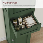 Tall Bathroom Cabinet with 2 Doors & 1 Drawer, Narrow Bathroom Storage Cabinet with Adjustable Shelves, for Living Room, Entryway, Kitchen, Forest Green