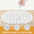 Large Stone Drying Mat, Diatomite Dish Drying Mat, Dish Mat Drying Kitchen Mat - Storable & Anti-Slip for Kitchen, Oval, White, 24"x16"