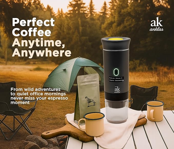 3-in-1 Portable Coffee Maker – Electric Espresso Machine for Travel – Compatible with Ground Coffee, NS & DG Capsules – USB-C Rechargeable Portable Espresso Maker (Gray)