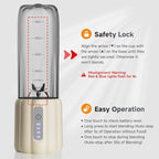 COKUNST 17Oz Portable Blender with 6 Blades, USB-C Rechargeable Personal Smoothie Maker for Shakes & Juices, Compact Mini Mixer for Home, Office & Travel