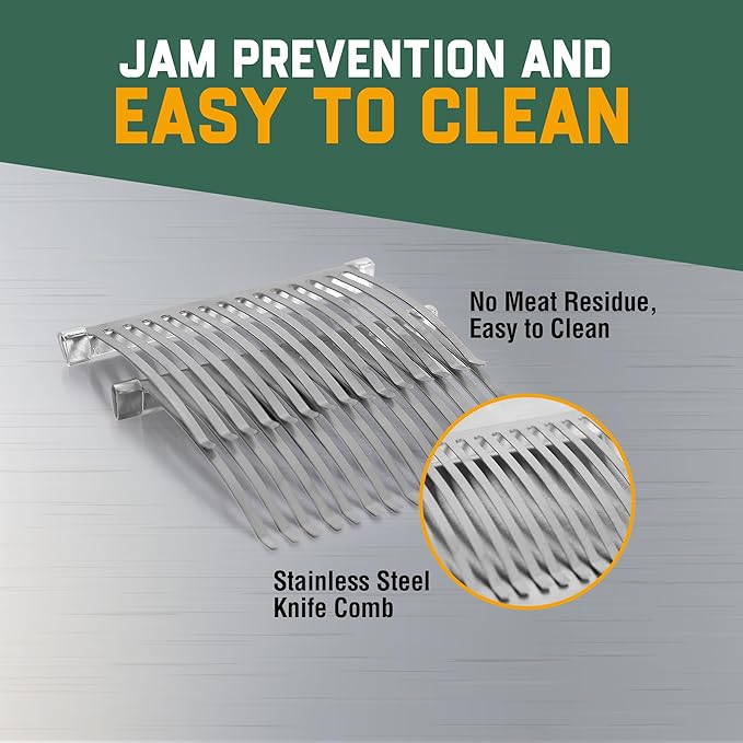 2-in-1 Manual Meat Tenderizer, Jerky Slicer, 2 Sets of Stainless Steel Blades, Tenderizing Blades and Jerky Slicer Blades, for Beef and Chicken, Silver