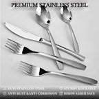 Silverware Set, 30-Piece Flatware Set Cutlery Set Premium 18/10 Stainless Steel,Including Steak Knife Fork and Spoon,Dishwasher Safe,for Home Kitchen Restaurant Wedding