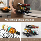 Black Wine Racks Countertop 9 Bottle,Geometric Stainless Steel Wine Bottle Holder,Compact Small Wine Rack for Cabinet Pantry Bar Table No Assembly Required