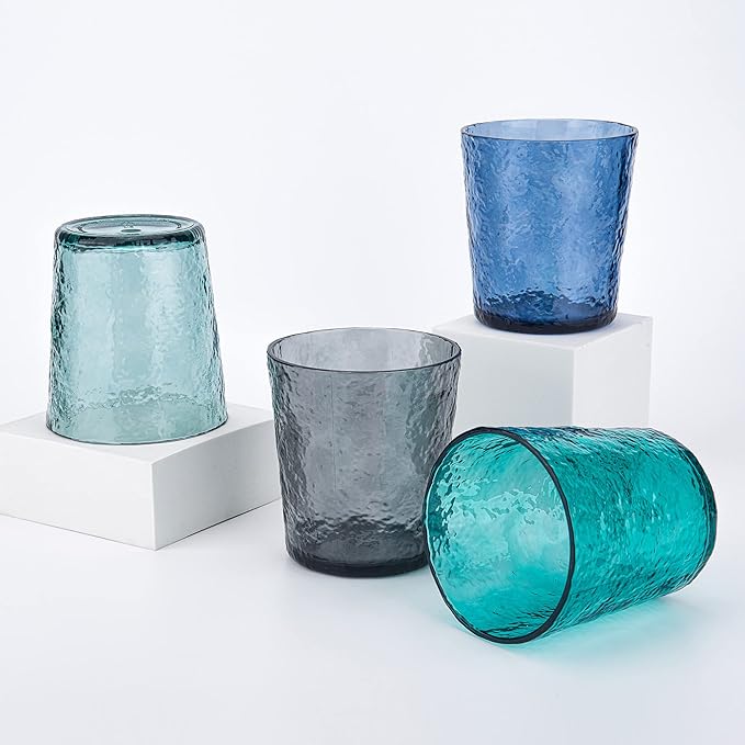 KX-WARE 12-ounce Acrylic Old Flashion Glasses Plastic Tumblers, set of 8 Turquoise