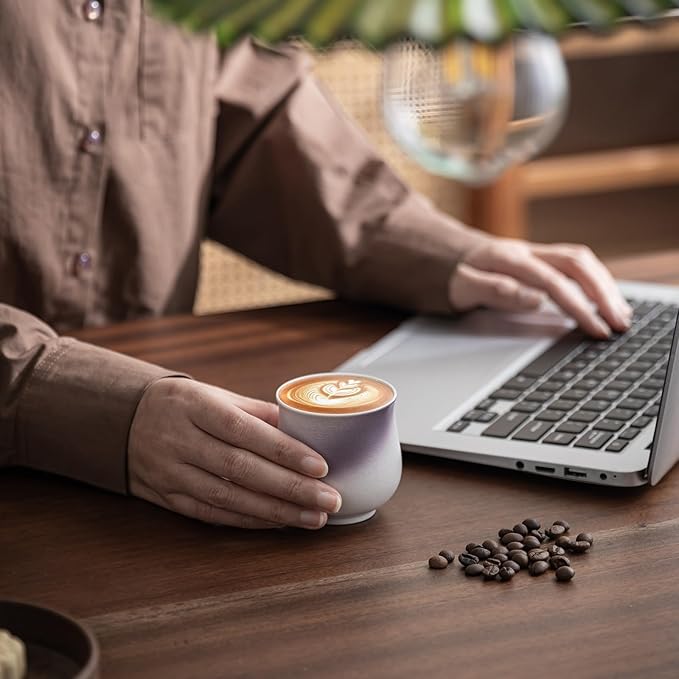 4-Oz Ceramic Espresso Cups Set - Multi-Color, Handle-Free Design for Home & Cafe | Dishwasher-Safe Stoneware Cups (Kiln turning purple, 2)