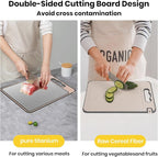 2-IN-1 Titanium Cutting Board for Kitchen Pure Titanium and Wheat Straw PP Scratch-Resistant 15.8x10.6 Inch, (Beige Titanium)
