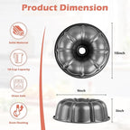 E-far 2 Packs Fluted Cake Pan, 10 Inch Nonstick Tube Pan for Baking Pound Cake, Heavy Duty Carbon Steel Round Baking Mold, Easy Release & Easy to Clean, 10 Cup, Gray