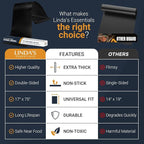 Oven Liners for Bottom of Oven - Large Heavy Duty Mats, 17” x 75” Non-Stick Reusable Liner for Electric, Gas, Toasters, Grills - BPA & PFOA Free Kitchen Accessory to Keep It Clean (Black)