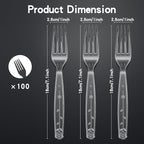 100 Count Extra Heavy Duty Clear Plastic Forks Disposable, BPA-Free, Heat Resistant, Durable Disposable Forks Bulk for Catering & Events 、Party Supplies