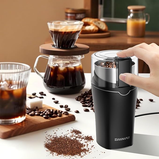 Electric Spice Grinder,300W Coffee Bean Grinder for Kitchen,Stainless Steel Removable Chamber,Up to 12 Cups, Easy for Coffee Beans,Spices,Herb,flaxseed and Nuts,Silver