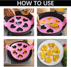 Pancake and Egg Mold 7 Cavity,Reusable Non-Stick Silicone Heart Star Shape Mold with Handle for Making Mini Pancakes, Fried Eggs, Muffins, Burgers