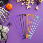 Mudder 100 Pieces 9.1 Inch Christmas Swizzle Sticks Cocktail Stirrers Plastic for Bar Disposible Plastic Star Top Crystal Swizzle Sticks for Christmas Party(Four Colors)