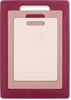 COOK WITH COLOR Non-Slip Cutting Board Set – Kitchen Essentials with Easy Grip Handle for Meat, Veggies, and Fruits, 3 Cutting Boards, Rose