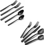 Alata Cube Black&Ripple Black 20-Piece Silverware Set Stainless Steel Flatware Set